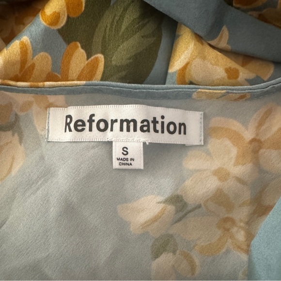 REFORMATION SILK Floral Blue and Yellow Maxi Dress SIZE SMAL - Picture 11 of 11